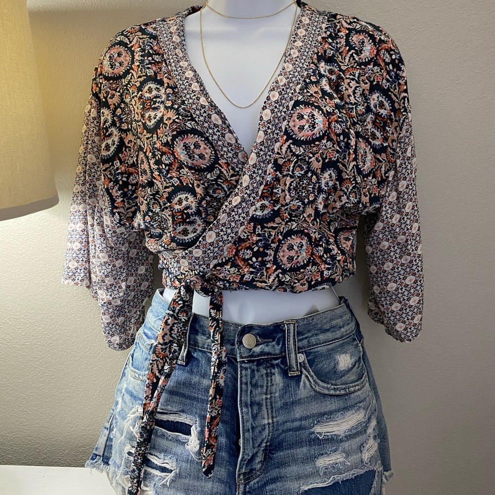 Boho Kimono Wrap Crop Top